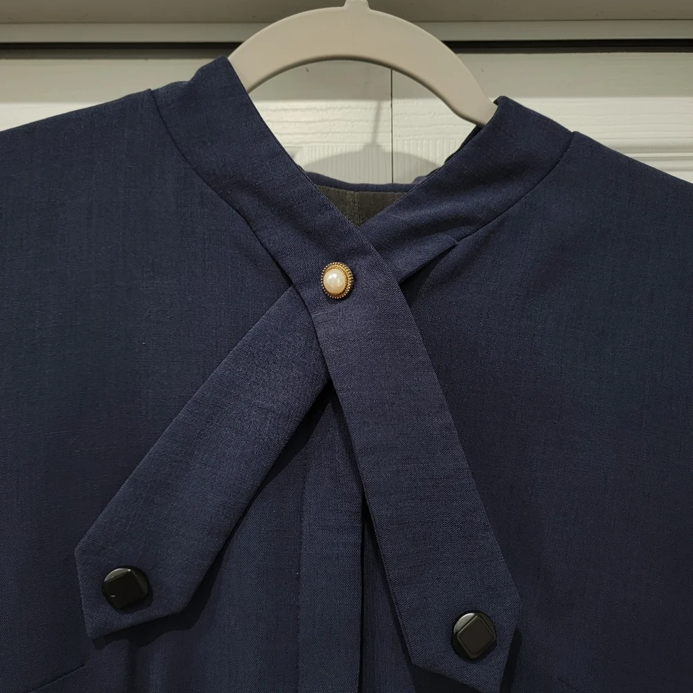 Women's Blue Vintage-inpired 1950s Swing Dress - Picture 4 of 6